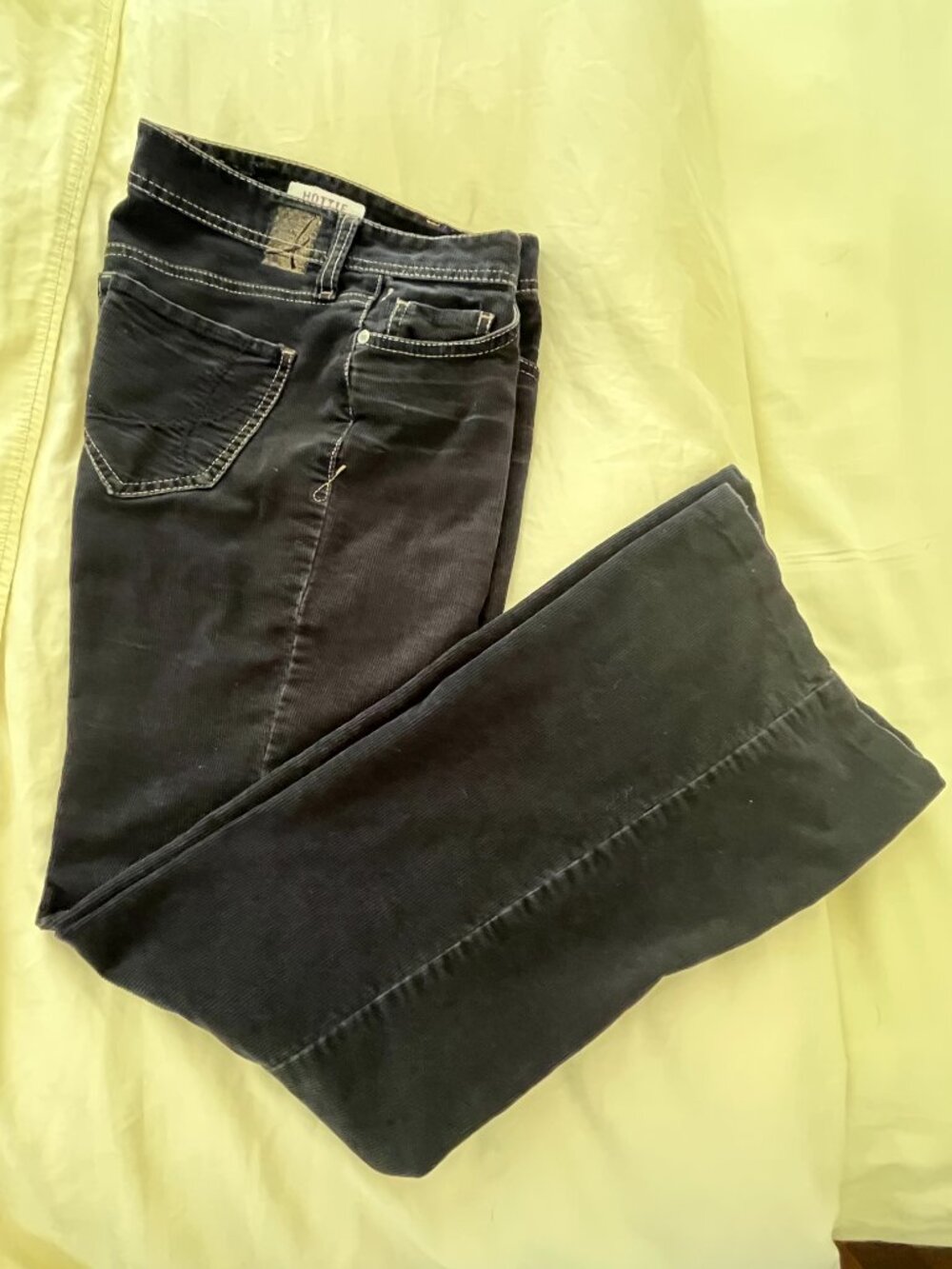 !it "Hottie" Corduroy Pants Womens 26R Deep Navy Blue Flare Low Rise Y2K - Picture 3 of 8